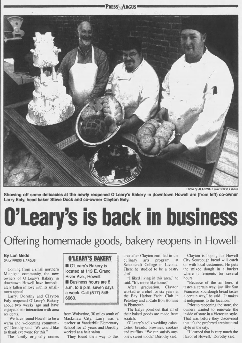 OLearys Bakery - Apr 28 2003 Article (newer photo)